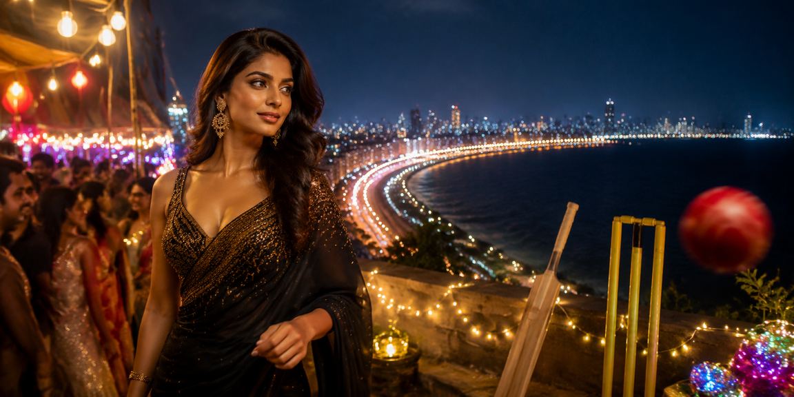 Mumbai Marine Drive night with vibrant cricket betting atmosphere